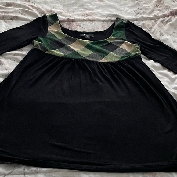 Vintage Forever 21 Y2K Black tunic with green plaid detailing size S Made in USA - Picture 7 of 14